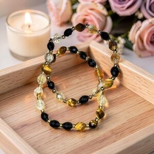 6mm ⭐️ High Quality ⭐️ faceted Citrine,Tiger Eye and Onyx bracelet ⭐️